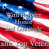 American flag with a message thanking veterans